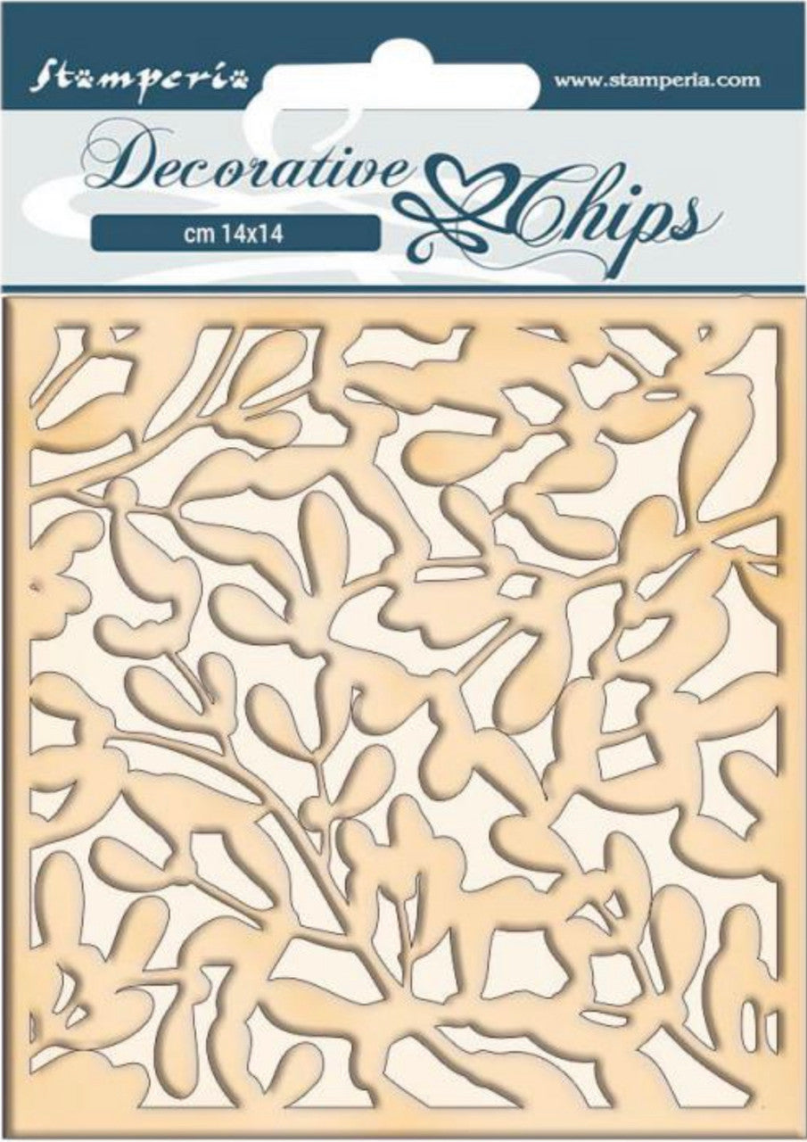 Fichas decorativas Stamperia - Textura de hojas de Winter Tales